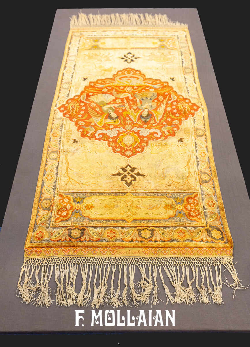 Turkish Qum Kapi Rug Extremely Fine (Silk and Metal) n°:207508